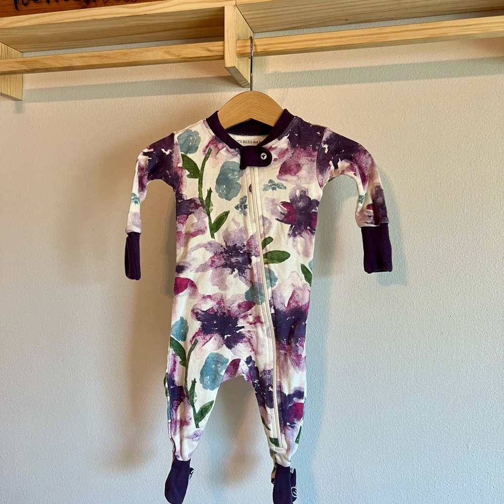 Burt's Bees Purple and Green One Piece Footies